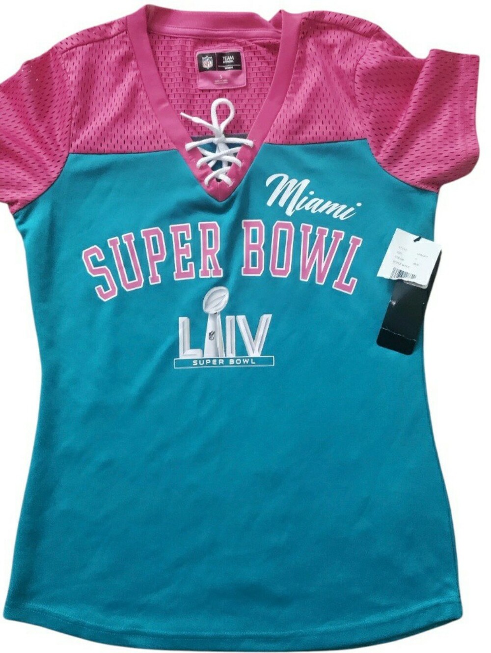 NFL Superbowl LIV Lace Up Jersey Mesh Short Sleeve NWT
